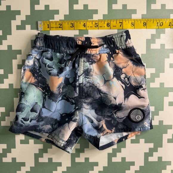 Volcom Boys Toddler Baby Swim Trunks Boardshorts 12M Teal Periwinkle Peach NWT - Picture 5 of 6